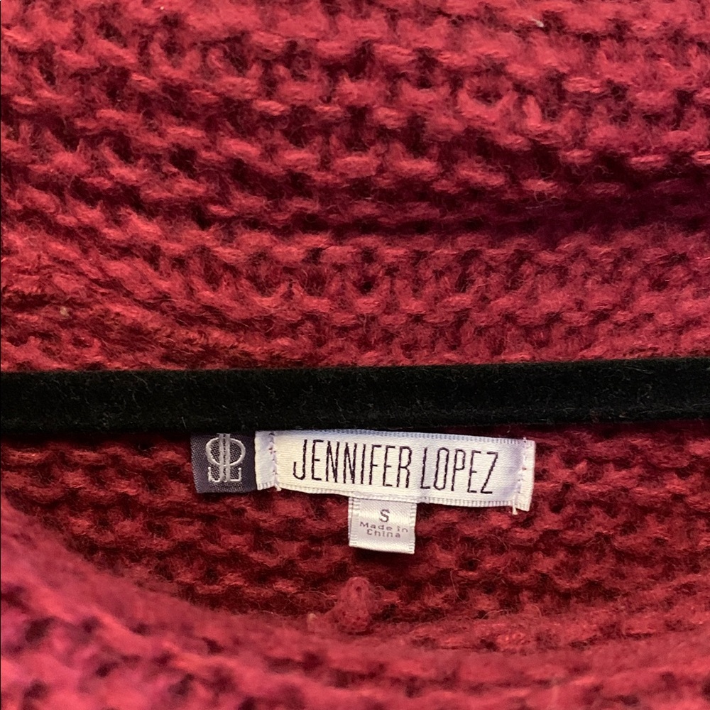 Jennifer Lopez Red Cowl Neck Sweater